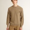Maglione da uomo beige con logo ricamato