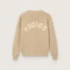 Maglione unisex a coste color beige dorato per bambini con logo sul retro