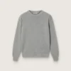 Maglione unisex Golden per bambini in maglia a coste grigio melange con logo sul retro