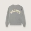 Maglione unisex Golden per bambini in maglia a coste grigio melange con logo sul retro