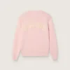 Maglione unisex rosa a coste Golden per bambini con logo Golden sul retro