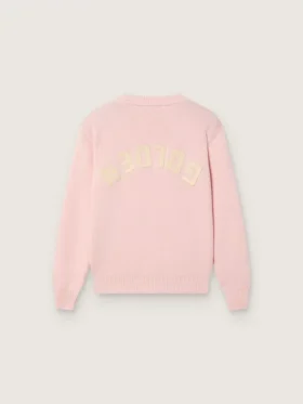 Maglione unisex rosa a coste Golden per bambini con logo Golden sul retro