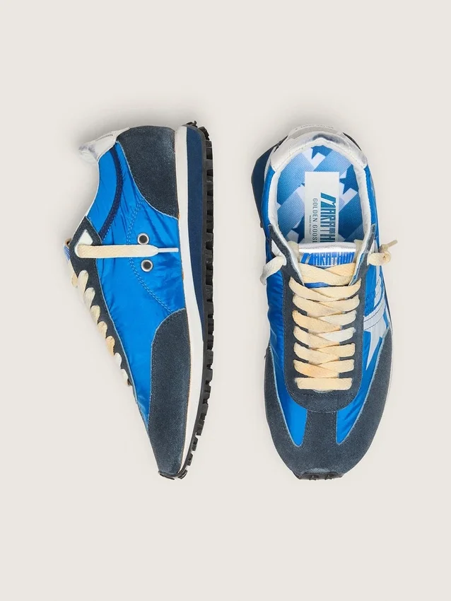Marathon da donna con tomaia in nylon blu e stella bianca