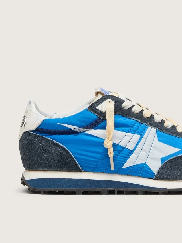 Marathon da donna con tomaia in nylon blu e stella bianca