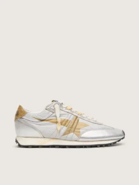 Marathon da donna con tomaia in nylon ripstop argento e stella dorata