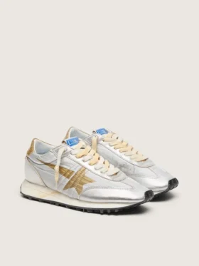 Marathon da donna con tomaia in nylon ripstop argento e stella dorata