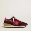 Marathon da uomo in mesh bordeaux e pelle scamosciata con stella rosa stampata