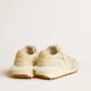 Marathon da donna in nylon beige e pelle grigia con stella stampata beige