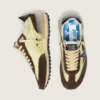 Marathon da donna in nylon verde lime con stella nera e inserti in pelle scamosciata marrone
