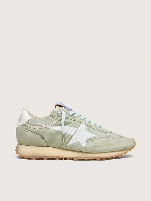 Marathon da donna in nylon verde salvia con stella bianca
