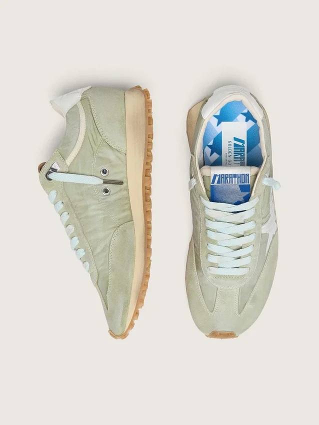 Marathon da donna in nylon verde salvia con stella bianca