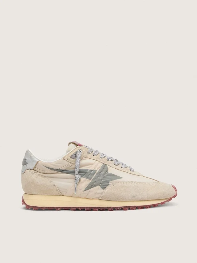 Marathon da uomo con tomaia in nylon beige e stella grigia
