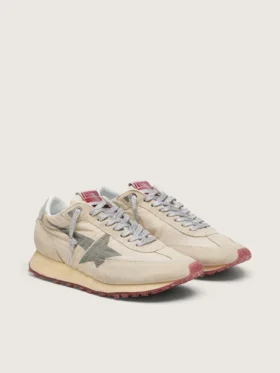 Marathon da uomo con tomaia in nylon beige e stella grigia