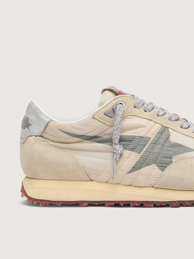 Marathon da uomo con tomaia in nylon beige e stella grigia