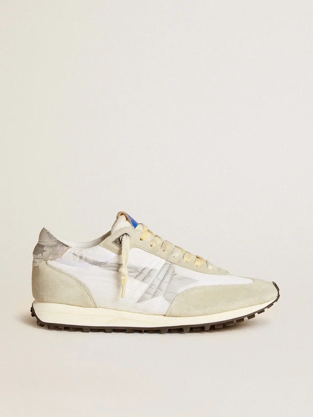 Marathon da uomo con tomaia in nylon bianco e stella argentata