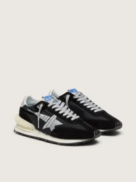 Marathon da uomo con tomaia in nylon ripstop nero e stella argentata