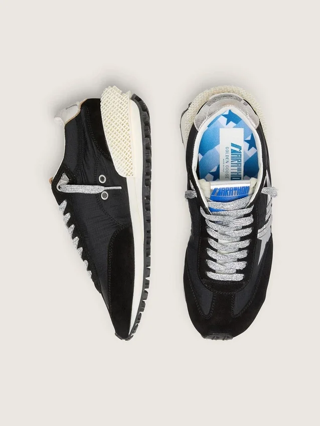 Marathon da donna con tomaia in nylon ripstop nero e stella argentata