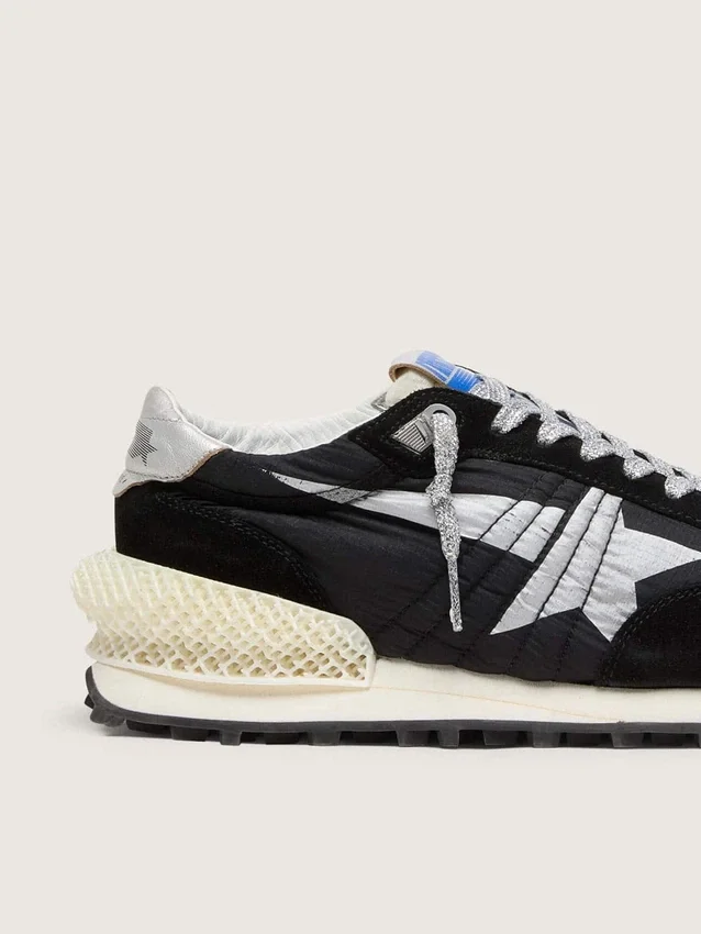 Marathon da donna con tomaia in nylon ripstop nero e stella argentata