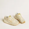 Marathon da uomo in nylon beige e pelle grigia con stella stampata beige