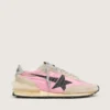 Marathon da uomo in nylon rosa e pelle scamosciata dorata con stella stampata nera