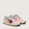 Marathon da uomo in nylon rosa e pelle scamosciata dorata con stella stampata nera