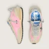Marathon da uomo in nylon rosa e pelle scamosciata dorata con stella stampata nera