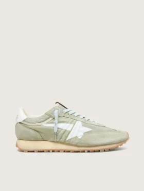 Marathon da uomo in nylon verde salvia con stella bianca