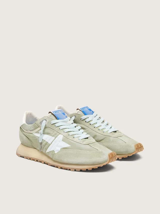Marathon da uomo in nylon verde salvia con stella bianca