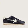Marathon da donna in pelle scamosciata blu navy con stella e linguetta sul tallone in pelle