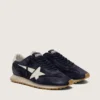 Marathon da donna in pelle scamosciata blu navy con stella e linguetta sul tallone in pelle