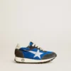 Marathon Junior in nylon blu con stella stampata e linguetta sul tallone in pelle
