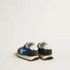 Marathon Junior in nylon blu con stella stampata e linguetta sul tallone in pelle