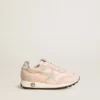 Marathon Junior in nylon rosa con stella stampata e linguetta in pelle sul tallone