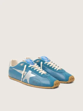 Marathon Speed da donna in nappa blu con stella stampata e linguetta sul tallone in pelle argentata