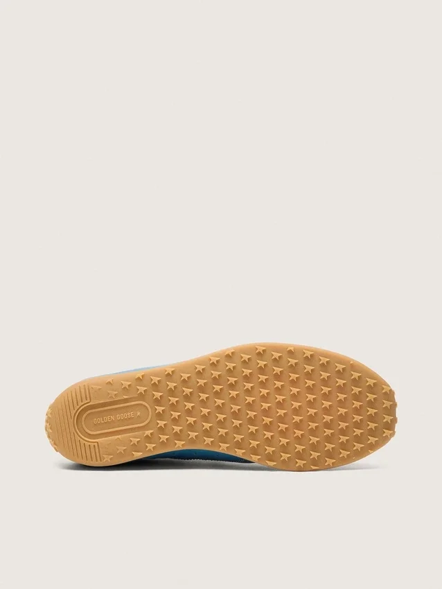 Marathon Speed da uomo in nappa blu con stella stampata e linguetta sul tallone in pelle argentata