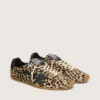 Marathon Speed da donna in pelle di cavallino con stampa leopardata beige e nera e stella in pelle nera