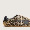 Marathon Speed da donna in pelle di cavallino con stampa leopardata beige e nera e stella in pelle nera