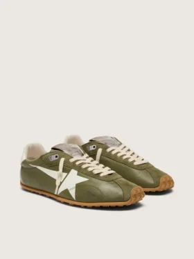 Marathon Speed da donna in pelle verde oliva con stella color crema