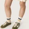 Marathon Speed da donna in pelle verde oliva con stella color crema