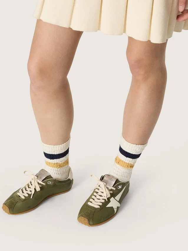 Marathon Speed da donna in pelle verde oliva con stella color crema