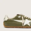 Marathon Speed da donna in pelle verde oliva con stella color crema