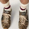 Marathon Speed da uomo in pelle di pony beige e nera con stampa leopardata e stella in pelle nera