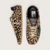 Marathon Speed da uomo in pelle di pony beige e nera con stampa leopardata e stella in pelle nera