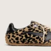 Marathon Speed da uomo in pelle di pony beige e nera con stampa leopardata e stella in pelle nera