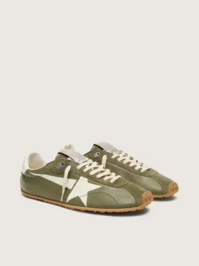 Marathon Speed da uomo in pelle verde oliva con stella color crema