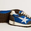 Marathon Young in nylon blu con stella stampata e linguetta in pelle sul tallone