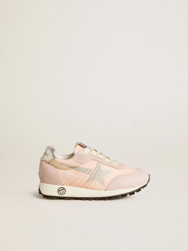 Marathon Young in nylon rosa con stella stampata e linguetta in pelle sul tallone