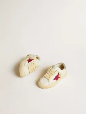 May Junior con stella glitterata fucsia e linguetta sul tallone in pelle metallizzata