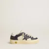 May Junior in pelle bianca e blu con stella e linguetta sul tallone in pelle