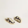 May Junior in pelle bianca e blu con stella e linguetta sul tallone in pelle